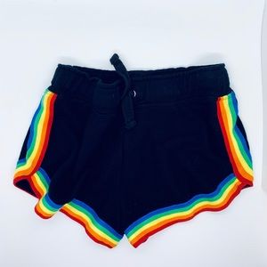 Black rainbow stripe shorts by Flowers By Zoe